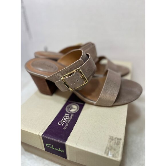 Clarks Ralene Rose Champagne Leather Sandals women Size 8M With Box - Picture 1 of 8